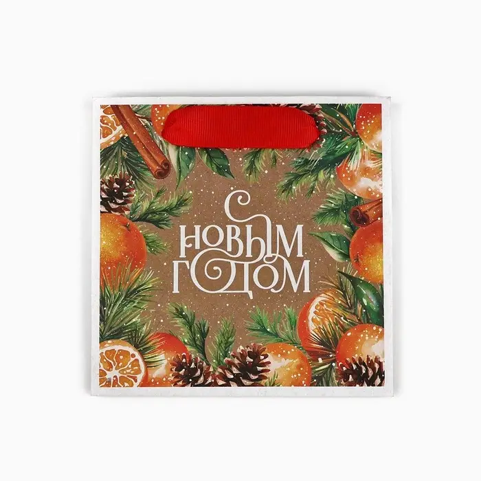 Пакет подарочный новогодний крафтовый квадратный «С Новым годом», 14 х 14 х 9 см Пакет подарочный новогодний крафтовый квадратный «С Новым годом», 14 х 14 х 9 см