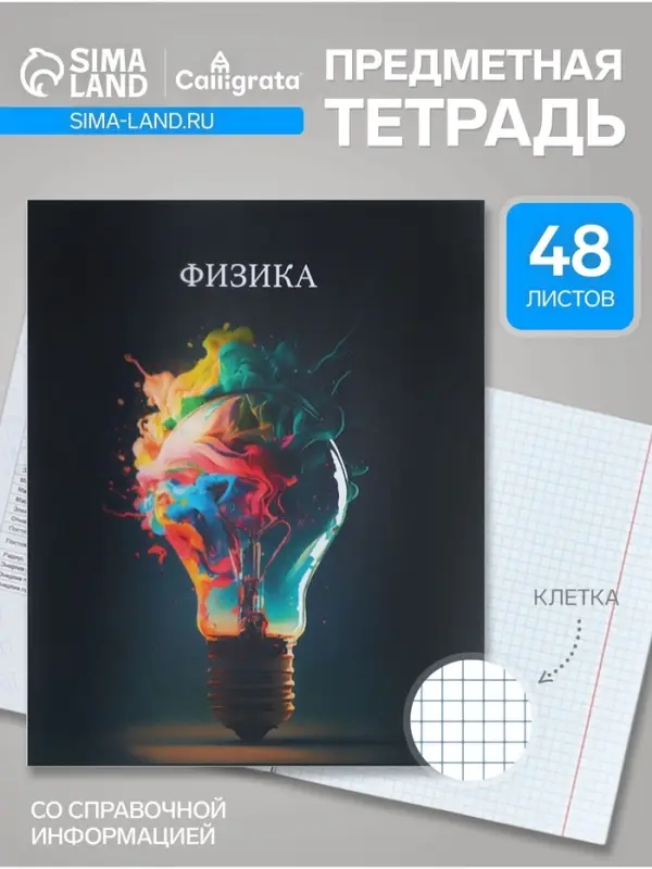 Предметная тетрадь по физике Calligrata TOP &laquo;Школьный стиль&raquo;, 48 листов, в клетку, со справочным материалом, пластиковая обложка