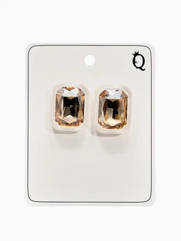 Серьги Серьги "Кристалл" прямоугольник грань, цвет прозрачно-золотой