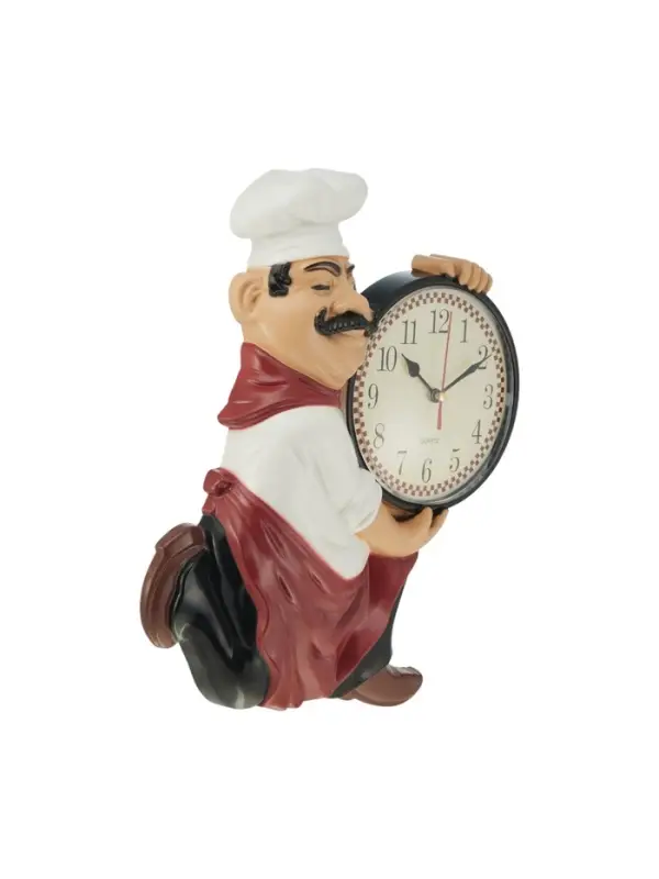 Часы настенные интерьерные &laquo;Повар усач&raquo;, серия: Кухня, бесшумные, плавный ход, циферблат d=13 см, 30&times;24 см, от батарейки 1&times;АА