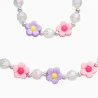 Набор детских украшений &laquo;Выбражулька. Цветы, кристаллы&raquo;, 2 предмета: бусы 35 см, браслет d=6 см, фиолетовый, розовый