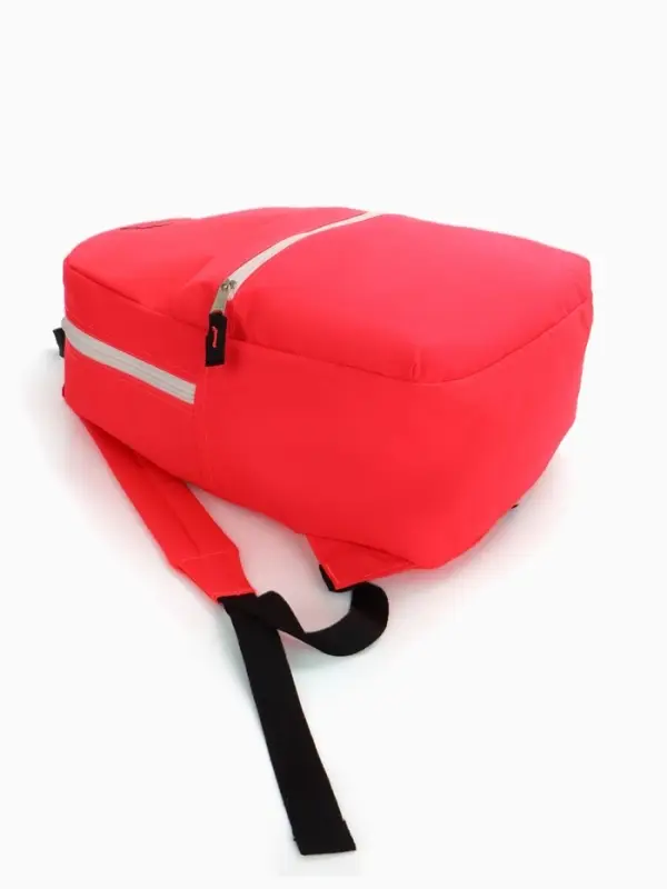 Рюкзак молодёжный на молнии, с карманом, однотонный, 29&times;12&times;39 см, красный