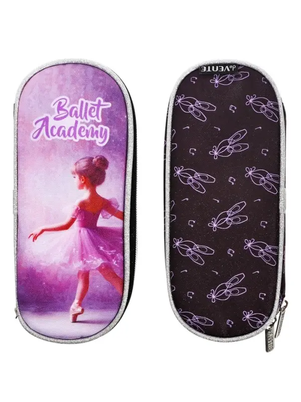 Пенал - футляр deVENTE Ballet Academy, 80&times;210&times;50 мм, мягкий, на молнии, 1 отделение, текстиль, чёрно-розовый