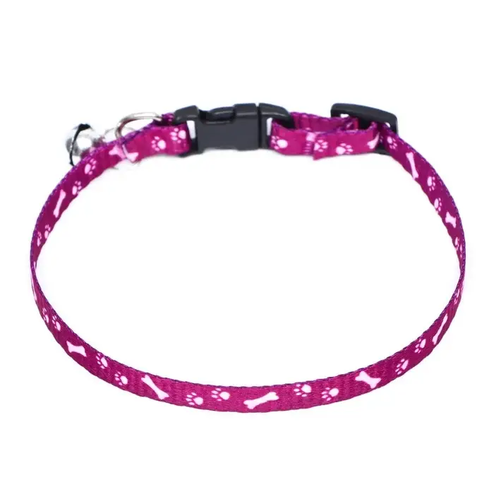 Ошейник Ошейник "Лапки-кости" с бубенчиком, капрон, 30 х 1 см, фиолетовый
