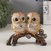 Фигурка полистоун &laquo;Совята на коряге с зеркальными листьями&raquo;, 12.5&times;5.5&times;9.5 см