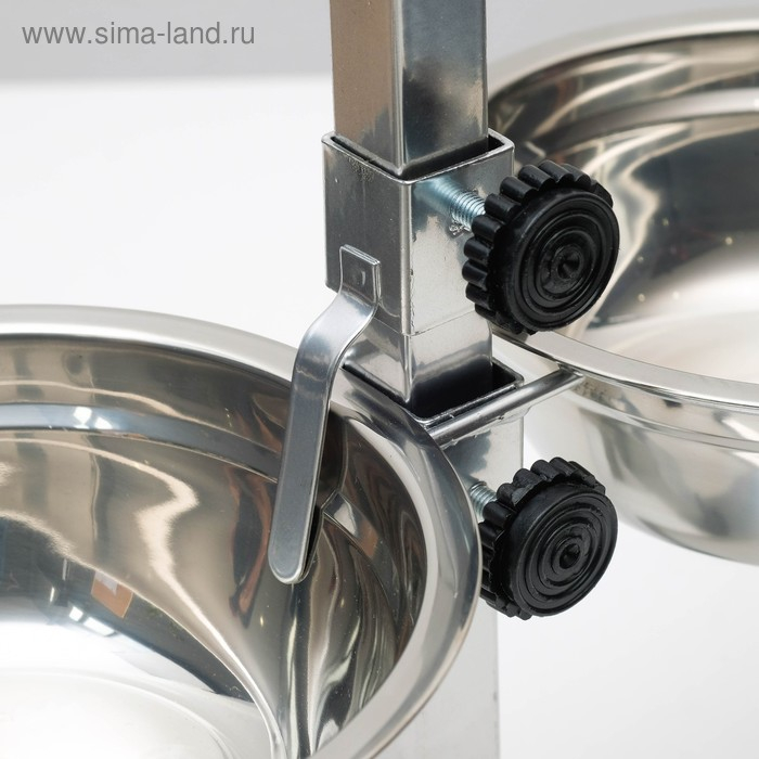 Подставка с мисками, 2 х 700 мл, высота 40 см, разборная с верхним фиксатором, хром Подставка с мисками, 2 х 700 мл, высота 40 см, разборная с верхним фиксатором, хром