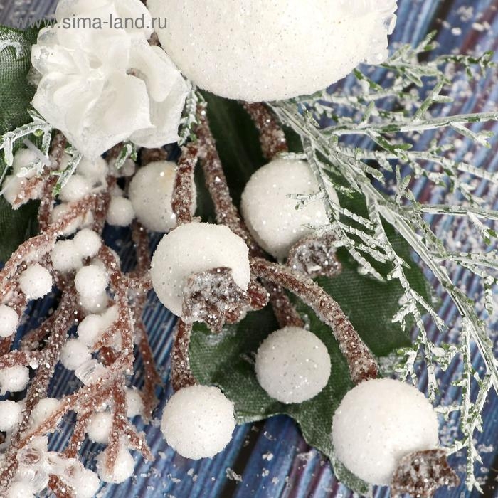 Декор  Декор "Зимнее очарование" яблоко ягоды цветок в белом, 25 см
