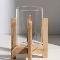 Подсвечник стекло, дерево "Рустик" d=9 см 16х16х21 см Подсвечник стекло, дерево "Рустик" d=9 см 16х16х21 см