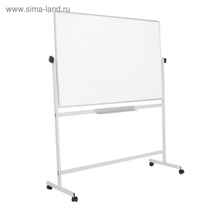 Доска магнитно-маркерная двусторонняя 100х120 см, Calligrata ЭКОНОМ, поворотная на мобильном стенде, с центральным фиксатором, в алюминиевой рамке, с полочкой Доска магнитно-маркерная двусторонняя 100х120 см, Calligrata ЭКОНОМ, поворотная на мобильном стенде, с центральным фиксатором, в алюминиевой рамке, с полочкой