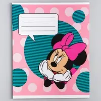Тетрадь в клетку 12 листов, 5 видов МИКС, обложка мелованный картон, &laquo;Минни Маус&raquo;