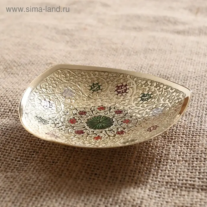 Блюдо латунь цветная эмаль Блюдо латунь цветная эмаль "Роззи" 2,5х11х10,5 см