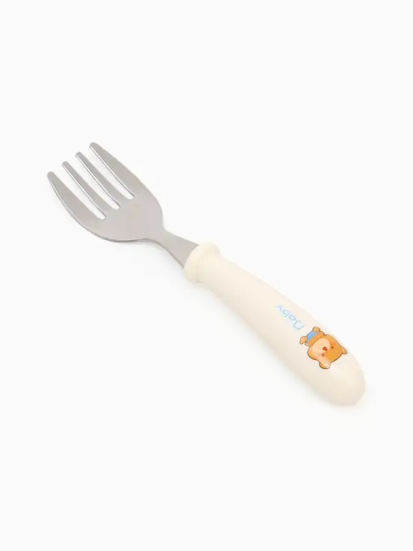 Набор детских столовых приборов в футляре: вилка, ложка Крошка Я бежевый Набор детских столовых приборов в футляре: вилка, ложка Крошка Я бежевый