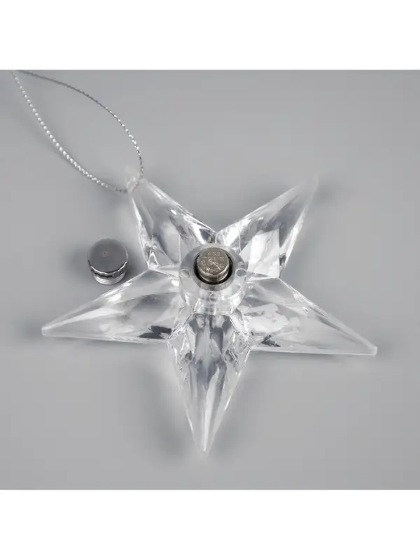 Ёлочная игрушка &laquo;Звезда&raquo;, 8.5&times;8.5&times;2.8 см, 1 LED, от батареек, свечение мульти (RGB)