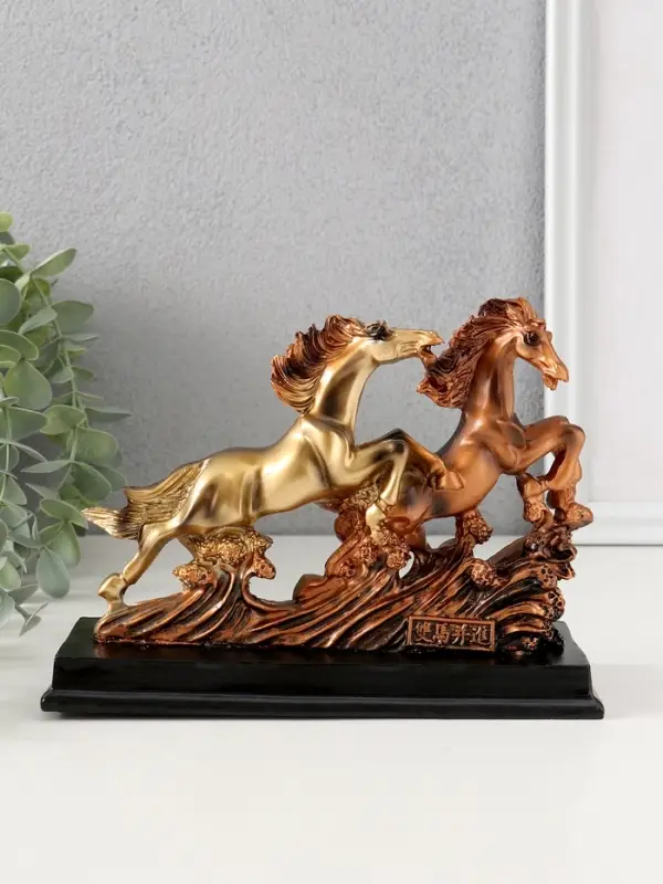Сувенир полистоун Сувенир полистоун "Лошади скачут по волнам" под бронзу 17,5х6,5х13 см