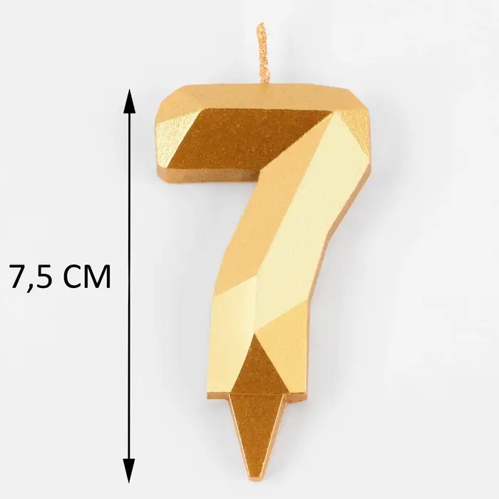 Свеча в торт «Алмаз» цифра 7 золотая, 6.5 см Свеча в торт «Алмаз» цифра 7 золотая, 6.5 см