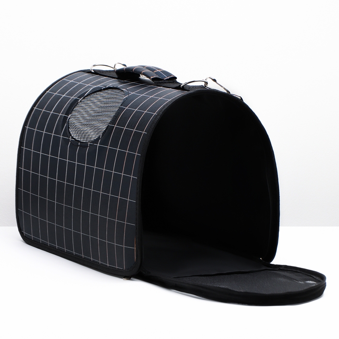 Сумка-переноска каркасная  Сумка-переноска каркасная "Клетка", размер M,  43 х 21 х 26 см, чёрная
