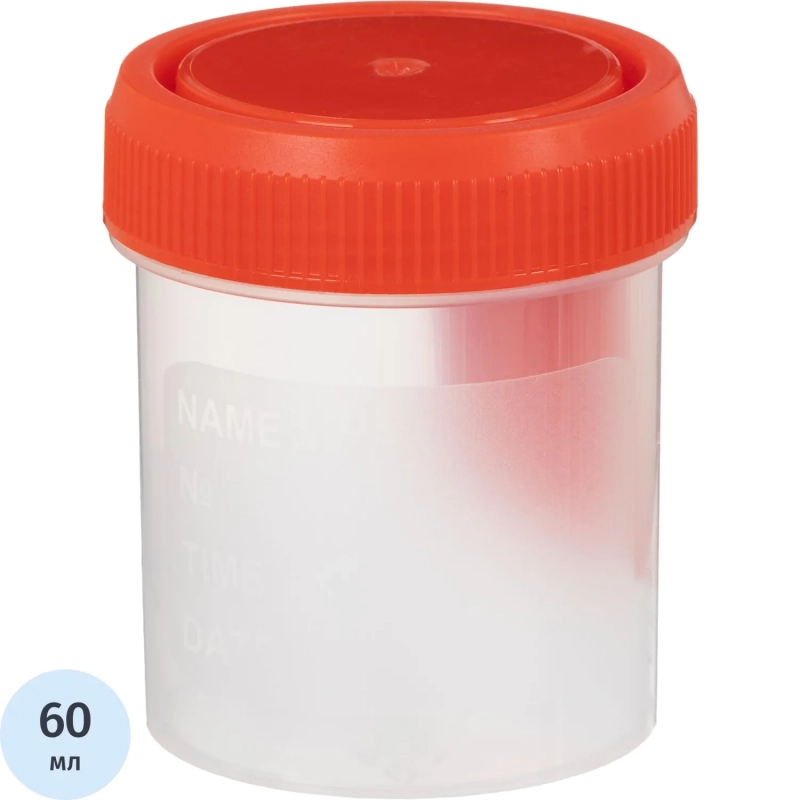 Контейнер д/сб биом 60 мл со шпател, Полиэфир инд.уп, стерильный 250 шт/уп