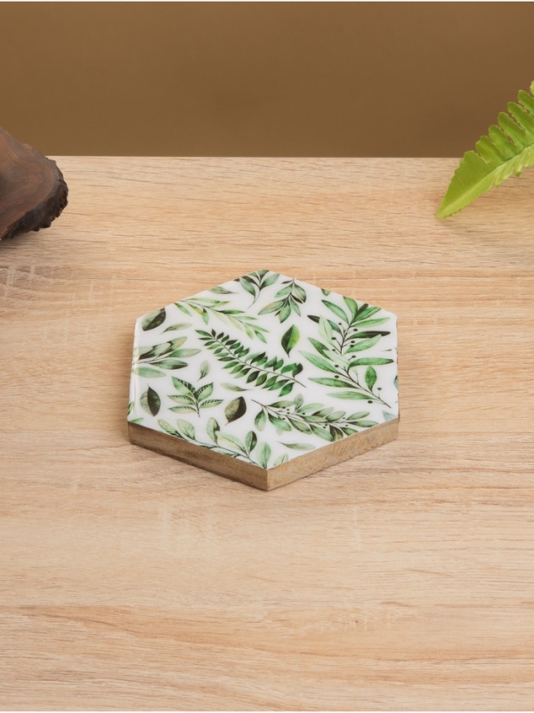 Подставка под горячее (набор 4 шт)  Подставка под горячее (набор 4 шт) "Оливковая ветвь" дерево манго 15х13х5 см