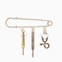Булавка с подвесками &laquo;Медицина&raquo;, 7 см, цвет чёрный золото