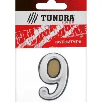 Цифра дверная 9 ТУНДРА, пластиковая, цвет хром, клеевая основа, 1 шт.