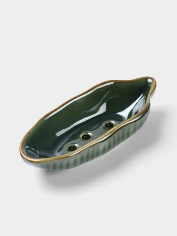 Мыльница &laquo;Листочек&raquo;, 11&times;4&times;2.5 см, керамика, зелёная