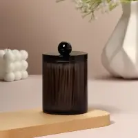 Органайзер для для ватных палочек, с крышкой, d=7&times;10.5 см, полупрозрачный, чёрный