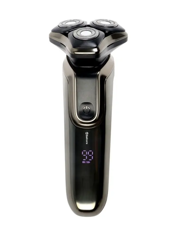Электробритва Sakura SA-5433BK, роторная, 3 плавающие головки, LED дисплей, 5 Вт, АКБ, чёрная