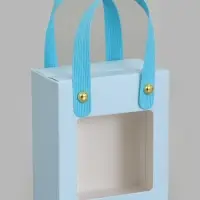 Коробка - пакет с ручками подарочная, 10&times;8.5&times;5 см, голубая