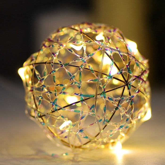 Подвеска световая Подвеска световая "Шар плетеный", 10 см, 10 LED, батарейки ААx2 (не в комплекте), свечение тёплое белое