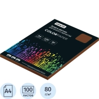 Бумага цветная Attache (коричневый интенсив), 80г, А4, 100  л