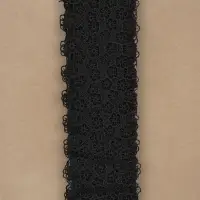 Кружево гипюровое, 80 мм, 6.8&plusmn;0.5 м, цвет чёрный