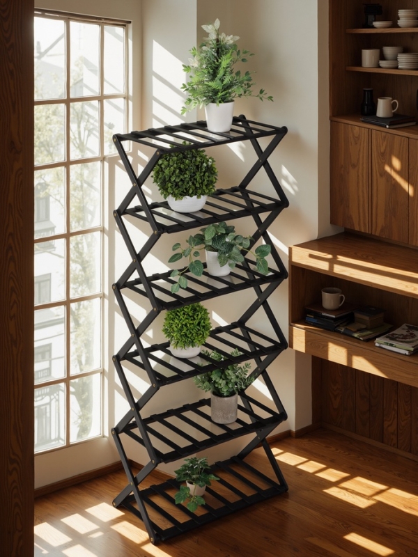 Подставка для цветов Greengo, 6 полок, 50 × 25 × 110 см, напольная, бамбук, чёрная Подставка для цветов Greengo, 6 полок, 50 × 25 × 110 см, напольная, бамбук, чёрная