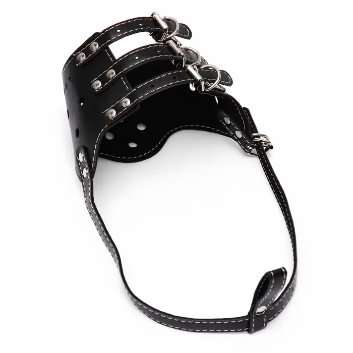Намордник из прессованной кожи регулируемый, 4 (длина по носу 8.8 см, обхват морды 29-35 см), чёрный