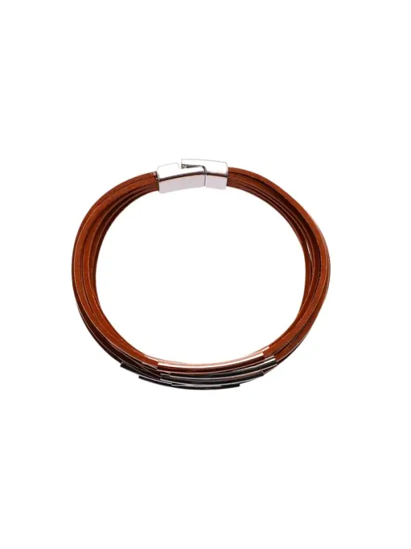 Браслет кожаный манжета на магните &laquo;Линии&raquo;, L=18.5 см, белый, бежевый