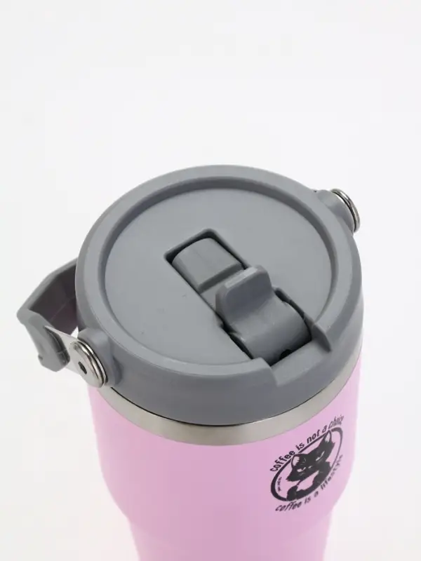 Термостакан с ручкой  Термостакан с ручкой "Coffee", 600 мл, розовая