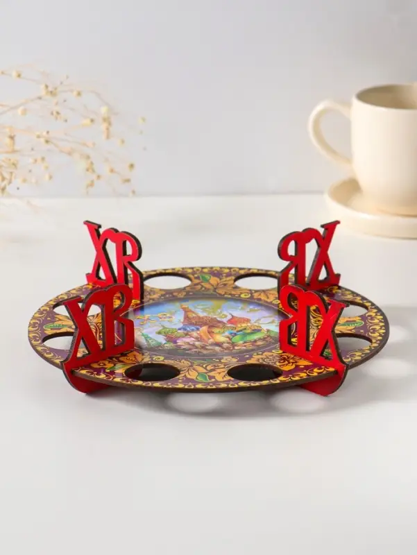 Подставка пасхальная на 8 яиц "Собор с хохломой".