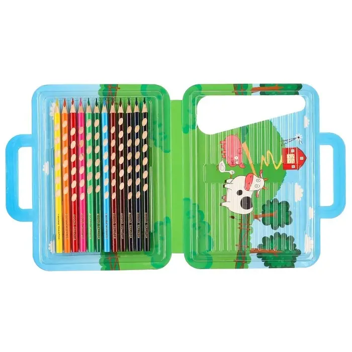 Цветные карандаши, 12 цветов, трехгранные, &laquo;Синий трактор&raquo;