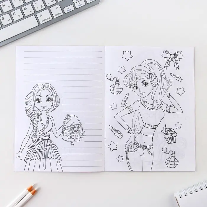 Блокнот раскраска А5, 8 страниц «Модница» Блокнот раскраска А5, 8 страниц «Модница»