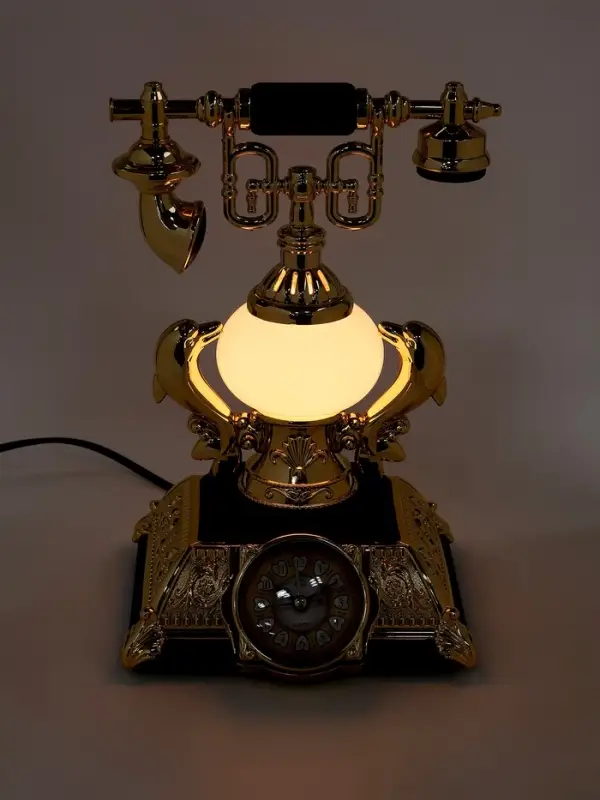 Часы-светильник &laquo;Ретро телефон&raquo;, синий, с будильником, 28.5&times;18&times;18 см