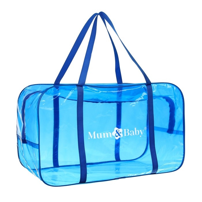 Сумка в роддом, размер 30х50х25 см, цветной ПВХ, цвет прозрачный/голубой, Mum&Baby Сумка в роддом, размер 30х50х25 см, цветной ПВХ, цвет прозрачный/голубой, Mum&Baby