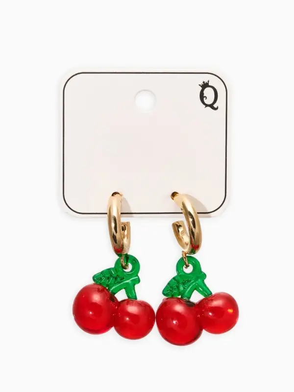 Серьги-кольца Серьги-кольца "Вишенки" легкие, цветные в золоте