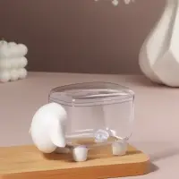 Органайзер для ватных палочек и дисков &laquo;Барашек&raquo;, с крышкой, 12&times;7.5&times;8.5 см, прозрачный, белый