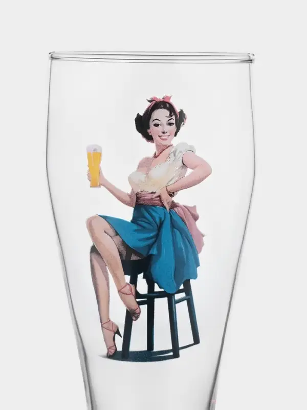 Пивной стакан Pin-up Beer, 500 мл, стекло, рисунок МИКС