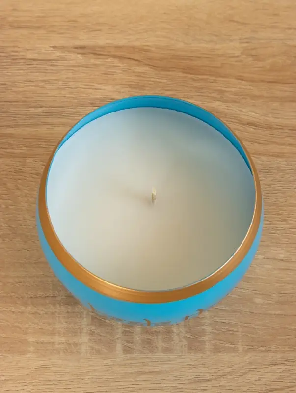 Свеча в чаше Yoga heal the soul голубая, соевый воск 200 гр 8,5х7 см Свеча в чаше Yoga heal the soul голубая, соевый воск 200 гр 8,5х7 см