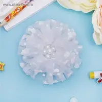 Бант для волос на резинке &laquo;Школьница&raquo;, снежный жемчужный цветок, d=8.5 см, белый