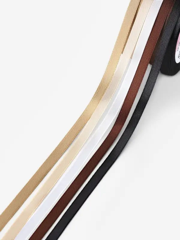 Атласная лента, набор 5 шт., 6 мм, 23&plusmn;1 м, бежевый, коричневый