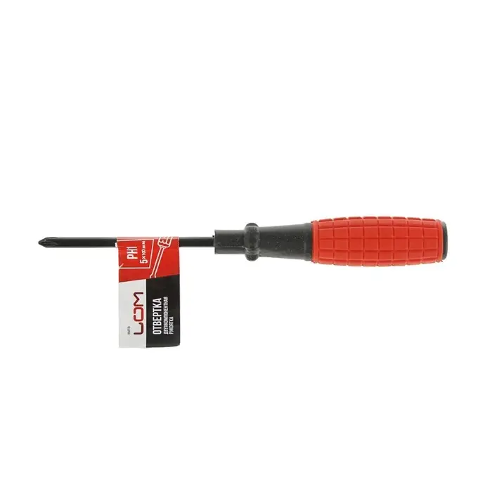 Отвертка крестовая ЛОМ, обрезиненная рукоятка, PH1×100 мм Отвертка крестовая ЛОМ, обрезиненная рукоятка, PH1×100 мм