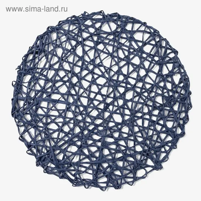Салфетка сервировочная Доляна  "Трава", цв.синий, d 38 см