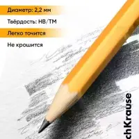 Карандаш чернографитный ErichKrause. Amber 101, НВ, с ластиком, шестигранный