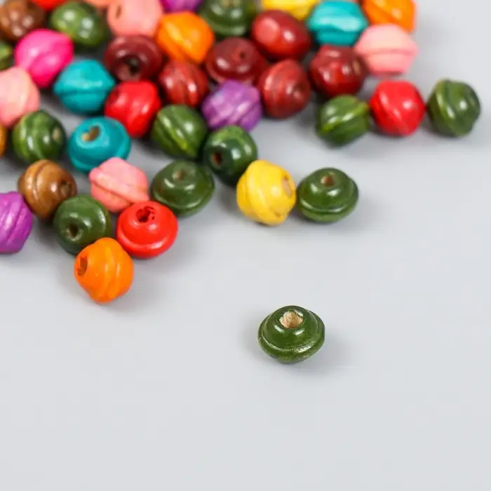 Бусины для творчества дерево в баночке "Шарики с фаской цветные" набор 30 шт d=0,7 см